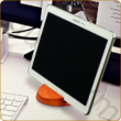 Kép 1/5 - AURALUX narancssárga asztali tablettartó kőrisfából